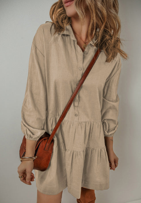 tiered-collared-neck-balloon-sleeve-shirt-dress OhSoStyled - Sophia's Style-14